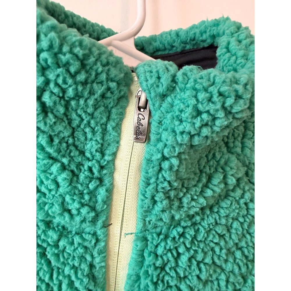 Cabela's Sarasota plush full zip Sherpa jacket women's green small - Picture 3 of 9